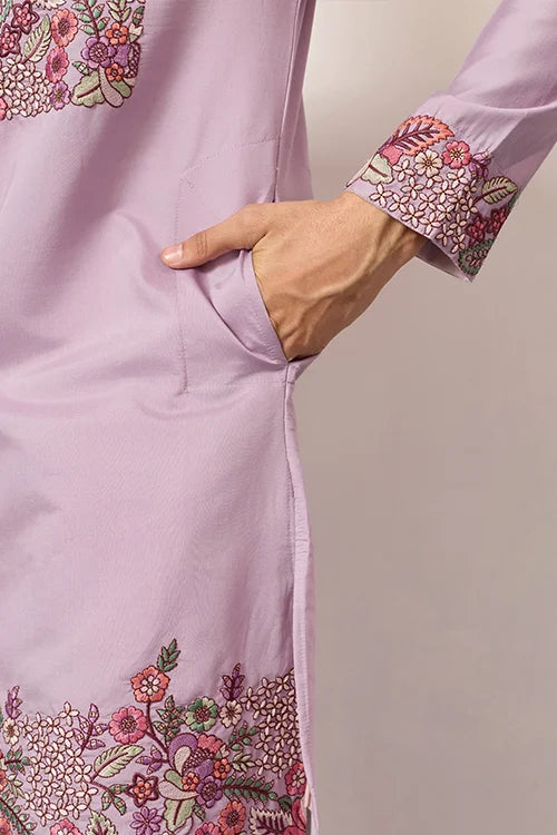 Lavender Kurta Pant Set for Traditional Mens Fashion Clothsvilla