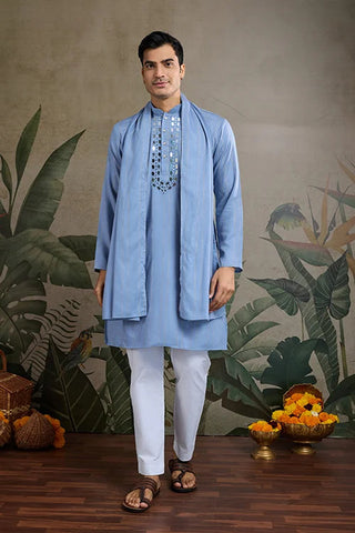 Light Blue Mirror Work Kurta – Elegant & Stylish Clothsvilla