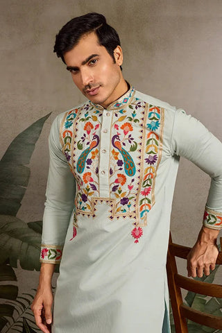 Pista Color Wedding Special Kurta Design for Mens Wear Clothsvilla