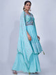 Load image into Gallery viewer, Light Blue Mirror Work Multi Embroidery Chiffon Palazzo Suit Clothsvilla