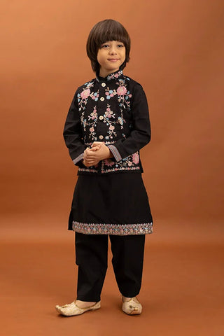 Royal Black Color Koti Kurta Pajama for Little Boys Clothsvilla