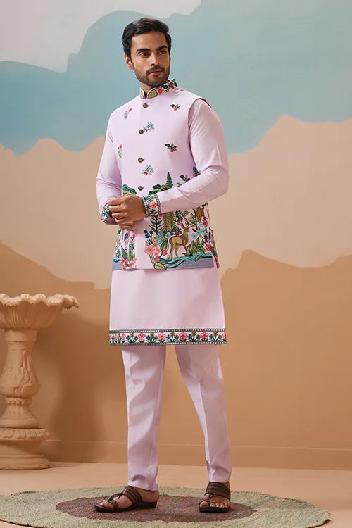 Vantara Design Luxury Lavender Mens Wear Koti Kurta Clothsvilla