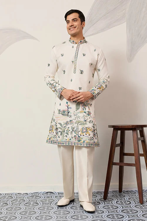Luxury White Kurta for Indian Wedding Mens Wear Clothsvilla Main image