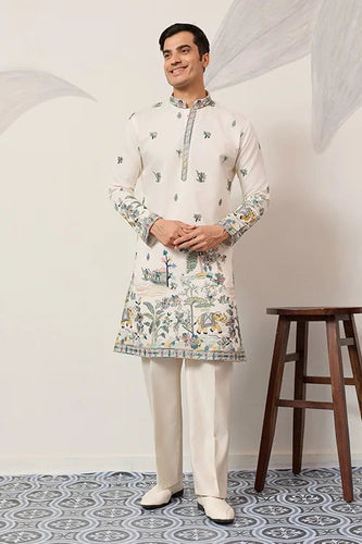 Luxury White Kurta for Indian Wedding Mens Wear Clothsvilla