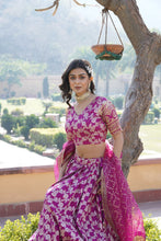 Load image into Gallery viewer, Designer Dyeable Viscose Jacquard Magenta Pink Lehenga Choli &amp; Dupatta Set with Sequins Embroidery ClothsVilla