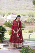 Load image into Gallery viewer, Embroidered Faux Blooming Georgette Flared Maroon Gown with Dupatta ClothsVilla