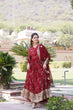 Load image into Gallery viewer, Embroidered Faux Blooming Georgette Flared Maroon Gown with Dupatta ClothsVilla