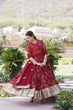 Load image into Gallery viewer, Embroidered Faux Blooming Georgette Flared Maroon Gown with Dupatta ClothsVilla