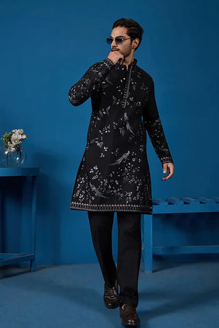 Magic Black Embroidered Stylish Kurta Set for Mens Wear Clothsvilla