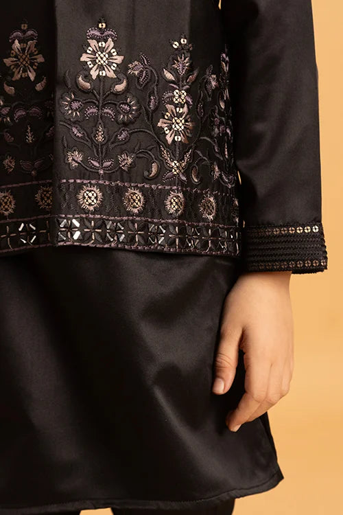 Traditional Black Mirror Work Koti Kurta Set for Boys Clothsvilla