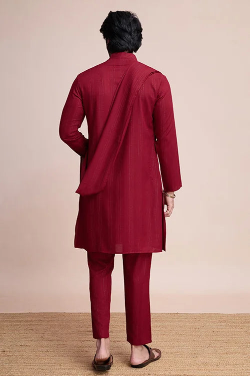 Festive Maroon Kurta Pant Set with Designer Dupatta Clothsvilla