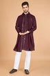 Load image into Gallery viewer, Maroon Stylish Sequence Embroidered Best Kurta for Men Clothsvilla