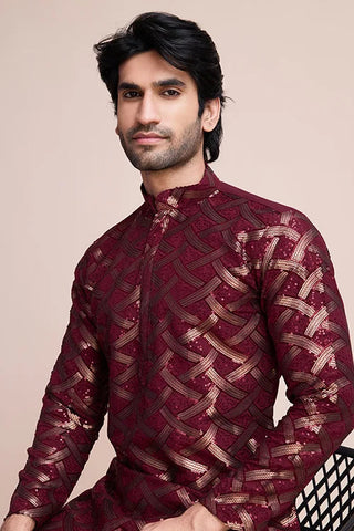 Stylish Maroon Silk Kurta for Special Occasions Clothsvilla