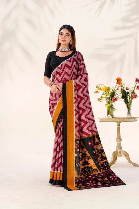 Maroon Elegant Printed Tasar Silk Saree with Matching Unstitched Blouse ClothsVilla Main image