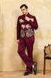 Load image into Gallery viewer, Wedding Special Maroon Velvet Bomber Jacket Set for Mens Wear Clothsvilla