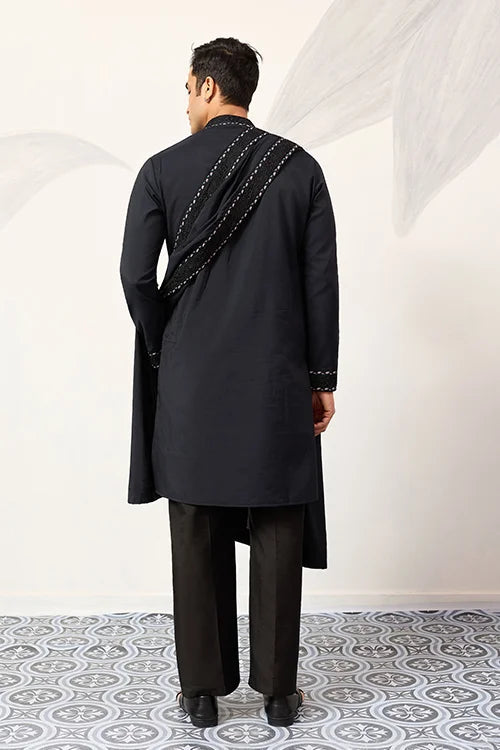 Mens Wear Luxury Navy Blue Kurta with Dupatta Collection Clothsvilla