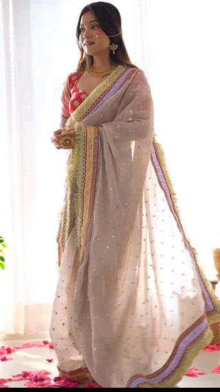 Mauve Designer Saree with Heavy Zari, Dori & Multi-Size Sequins Work | Bangalori Silk Blouse ClothsVilla