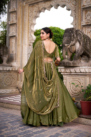 Mehendi Designer Fendi Lehenga Choli Set with Sequins & Thread Embroidery  Heavy Flair Stitched Lehenga with Dupatta ClothsVilla