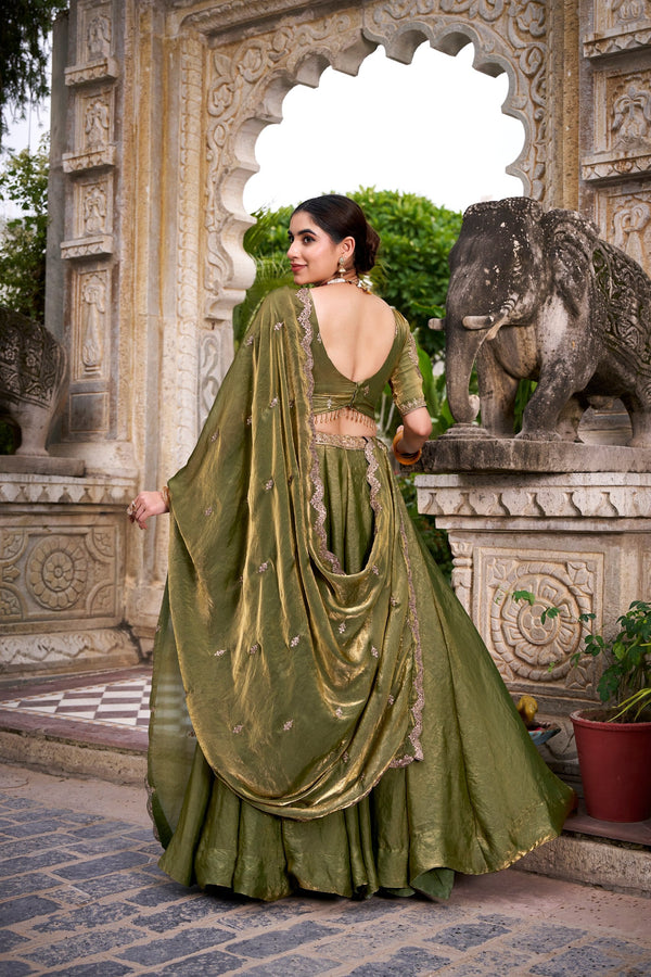 Mehendi Designer Fendi Lehenga Choli Set with Sequins & Thread Embroidery  Heavy Flair Stitched Lehenga with Dupatta ClothsVilla