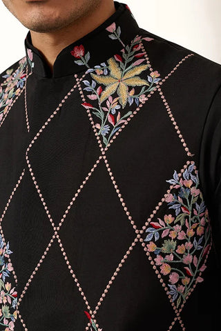 Premium Wedding Black Koti Kurta Pajama for Mens Wear Clothsvilla