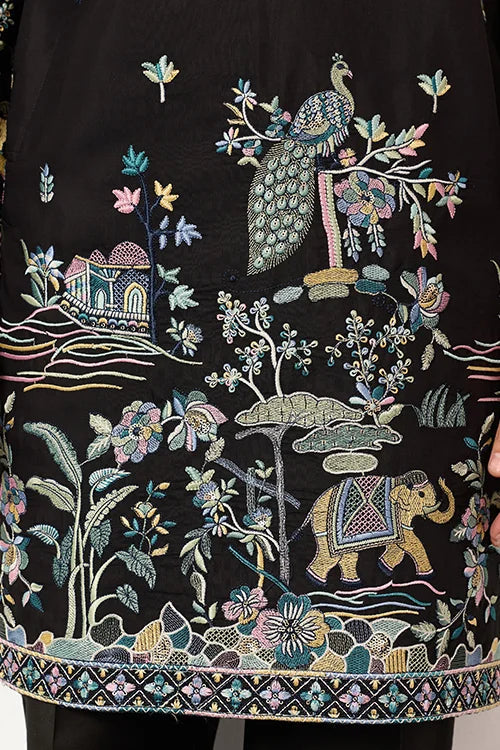 Special Wedding Celebration Ethnic Black Kurta for Mens Wear Clothsvilla