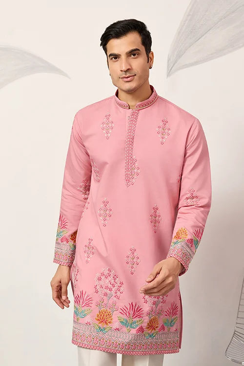 New Stylish Trendy Pink Color Kurta for Mens Wear Clothsvilla