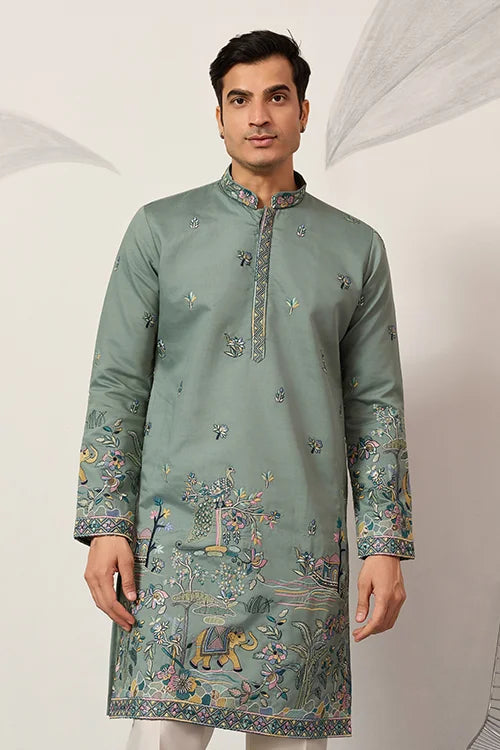 Stylish Pista Mens Wear Kurta for Wedding Occasions Clothsvilla