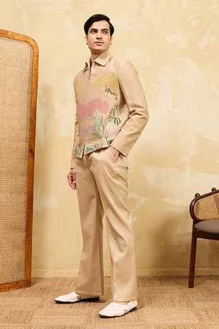 Premium Beige Bomber Jacket Set Special Mens Wear Clothsvilla