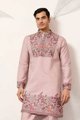 Stylish Dusty Pink Kurta Pant Set for Festive Occasions Clothsvilla