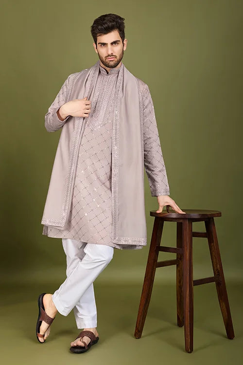 Designer Ivory Silk Kurta for Men – Elegant Festive Wear Clothsvilla