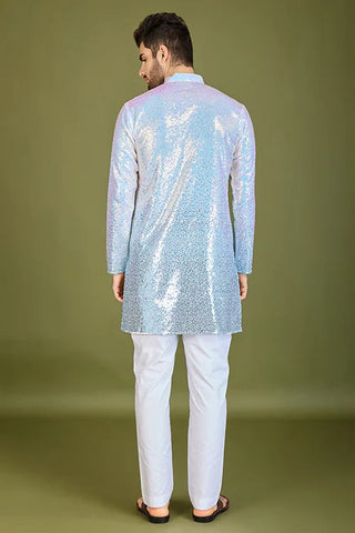 Stylish Ombre Blue Kurta for Men – Festive & Wedding men's kurta Clothsvilla
