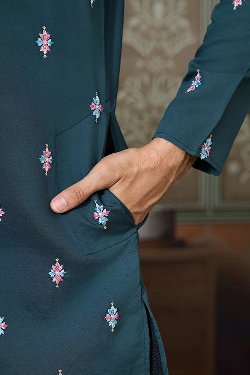 Premium Designer Green Koti Kurta Pair for Men Clothsvilla
