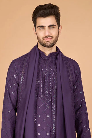 Dusty Purple Latest Branded Kurta for Mens Wear Clothsvilla