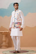 Load image into Gallery viewer, White Wedding Wear Carnival Koti Kurta Pair for Mens Wear Clothsvilla