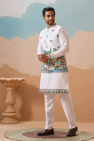 Vantara Style Premium White Mens Wear Koti Kurta Collection Clothsvilla