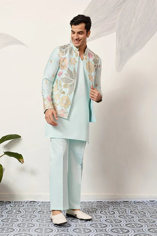 Luxury Wedding & Carnival Wear Pista Green Koti Kurta for Men Clothsvilla