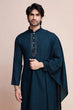 Load image into Gallery viewer, Teal Blue Kurta Set for Men with Mirror Work Design Clothsvilla