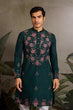 Load image into Gallery viewer, Party Look Green Mirror Embroidered Kurta Set for Men Clothsvilla
