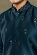 Load image into Gallery viewer, Teal Blue Embroidered Kurta Koti Set for Men Clothsvilla