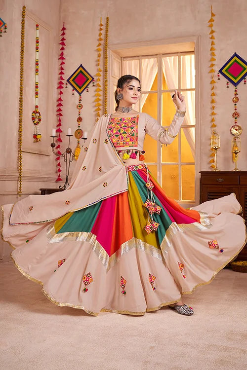 Gorgeous Multi Color with Beige Navratri Chaniya Choli Set Clothsvilla