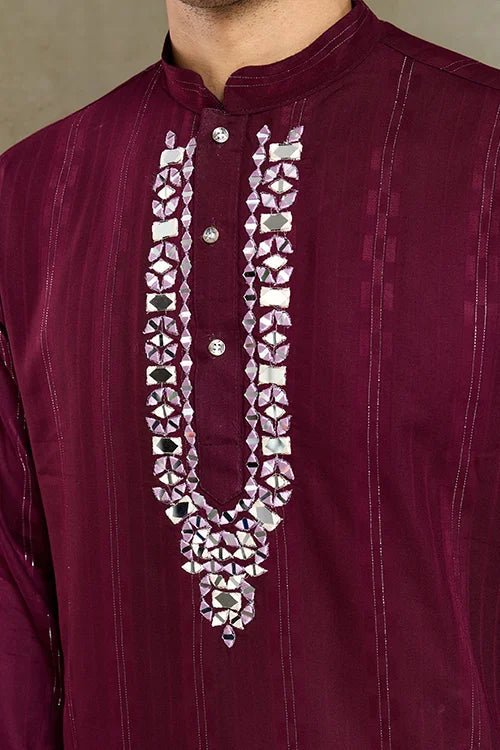 Designer Purple Men Kurta and Dupatta for Weddings Clothsvilla
