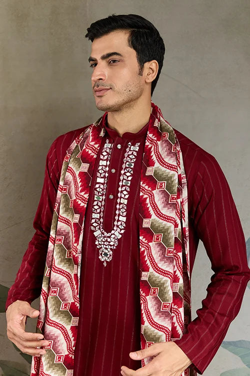 Designer Red Kurta with Dupatta for Festive Look Clothsvilla