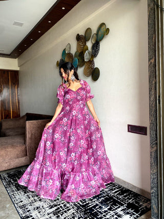 Mulberry Charm Exclusive Digital Printed Organza Silk Maxi ClothsVilla