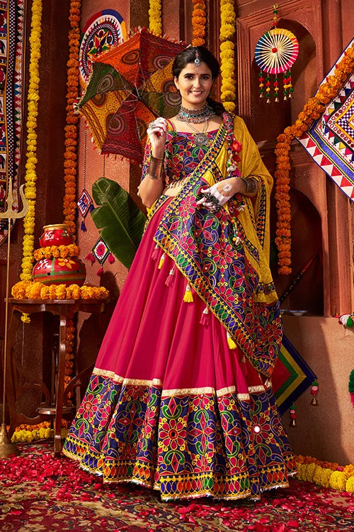 Traditional Mirror Work Chaniya Choli Set for Navratri Clothsvilla