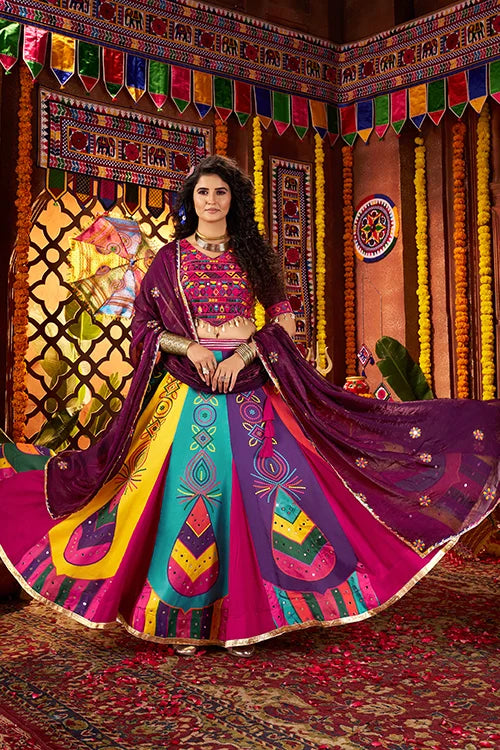 Multi Color Mirror Work Chaniya Choli for Navratri Clothsvilla