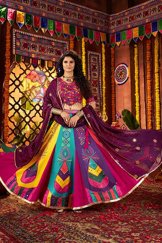 Multi Color Mirror Work Chaniya Choli for Navratri Clothsvilla