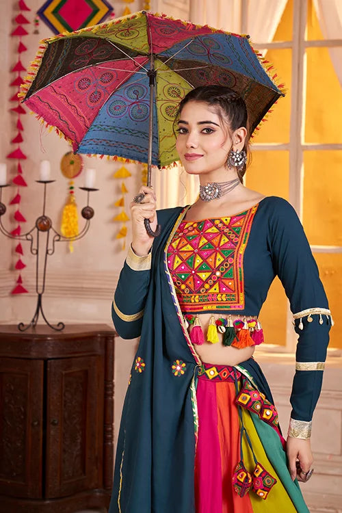 Teal Blue with Multi Navratri Chaniya Choli for Ladies Wear Clothsvilla