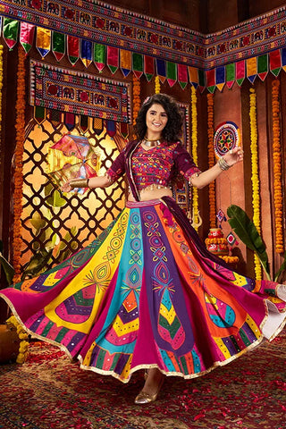 Multi Color Mirror Work Chaniya Choli for Navratri Clothsvilla