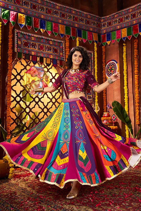 Multi Color Mirror Work Chaniya Choli for Navratri Clothsvilla Main image