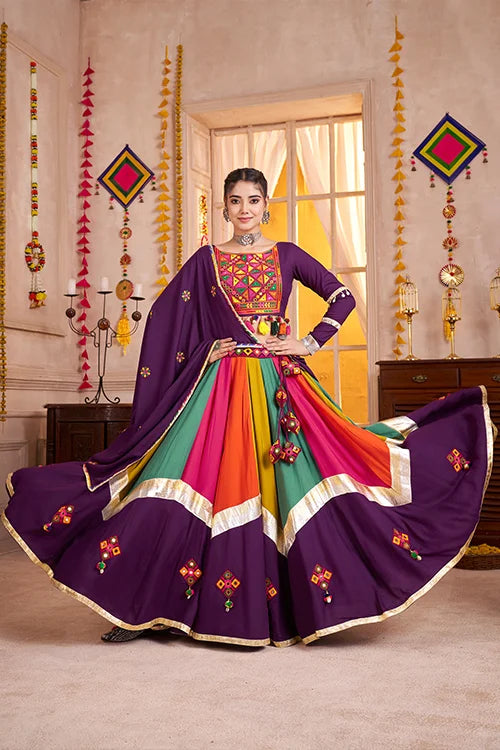 Gorgeous Purple with Multi Color Navratri Chaniya Choli Set Clothsvilla